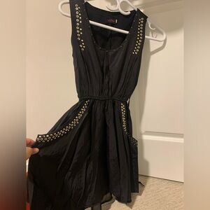 Black Dress with Gold Accents